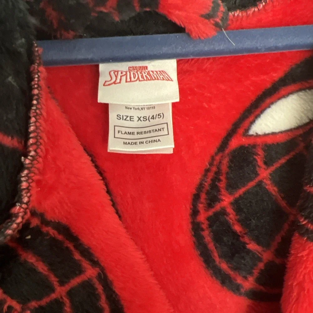 SPIDERMAN by MARVEL Childs Hooded Bath Robe; Sz X Small 4/5 ; Boy Girl 🕸️Fans